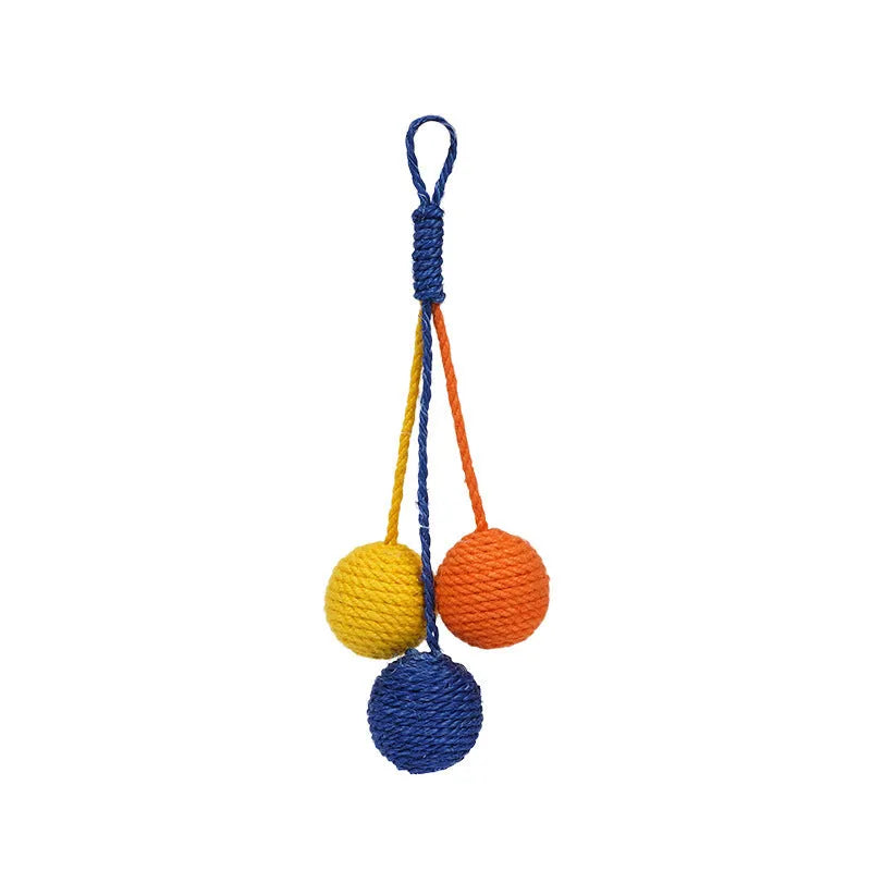 Multi-colour cat toy teaser stick set with bite-resistant catnip balls and a self-play kitten pet toy.