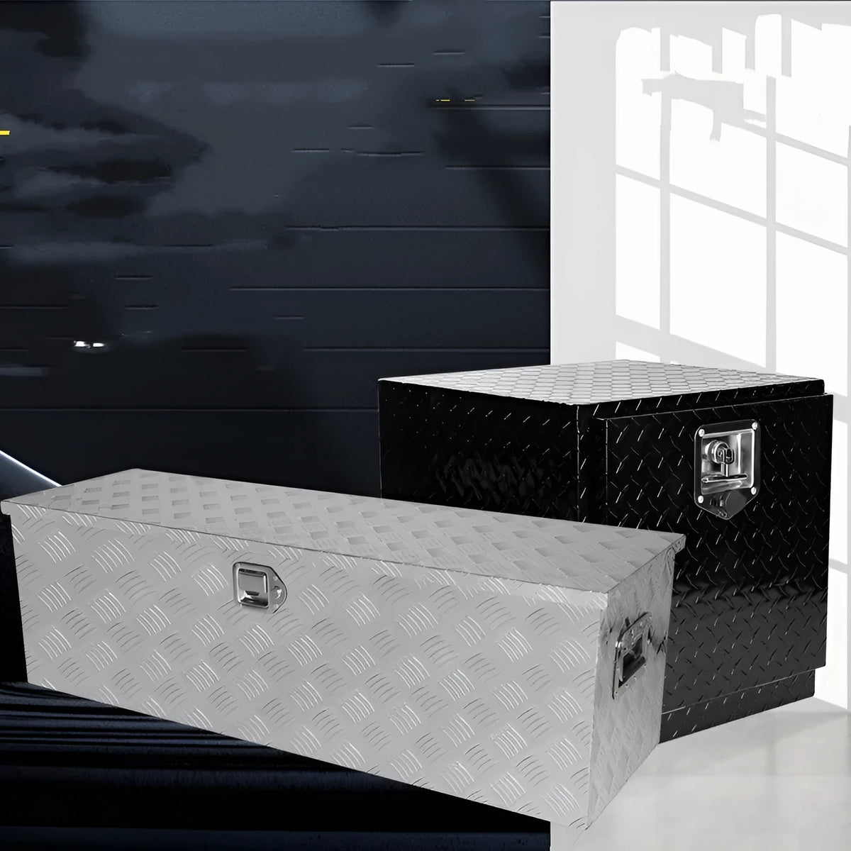 26-inch black aluminium alloy T-casting toolbox with protective case design
