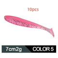 7cm two-tone soft worm fishing lure with T-tail body for Mandarin fish and Topmouth culter baiting
