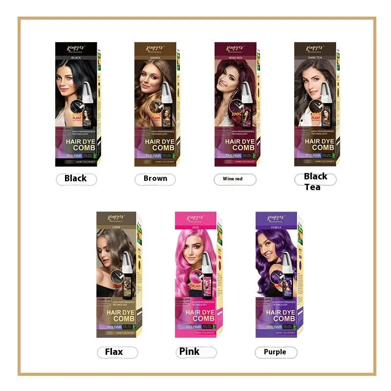 Hair colouring comb and 200ml bottle of dye in Brown, Wine Red, or Dark Brown shade.