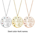 Personalized stainless steel Tree of Life necklace with custom name, gold or rose gold or steel colour clavicle chain
