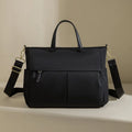 Women's Oxford cloth briefcase in urban simplicity style with contrast stitching and portable handle