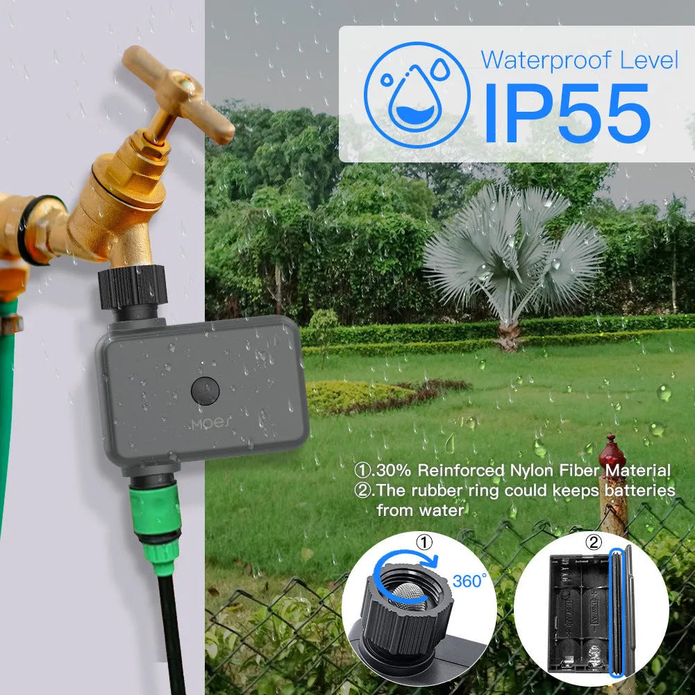 Bluetooth smart garden sprinkler timer with smartphone app control for remote watering schedules