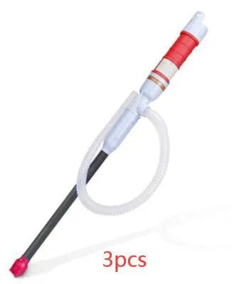 Manual hand siphon pump made of PP plastic for transferring fuel and oil in blue or red