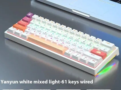 61-key computer mechanical keyboard with tea shaft switches in multiple colour combinations