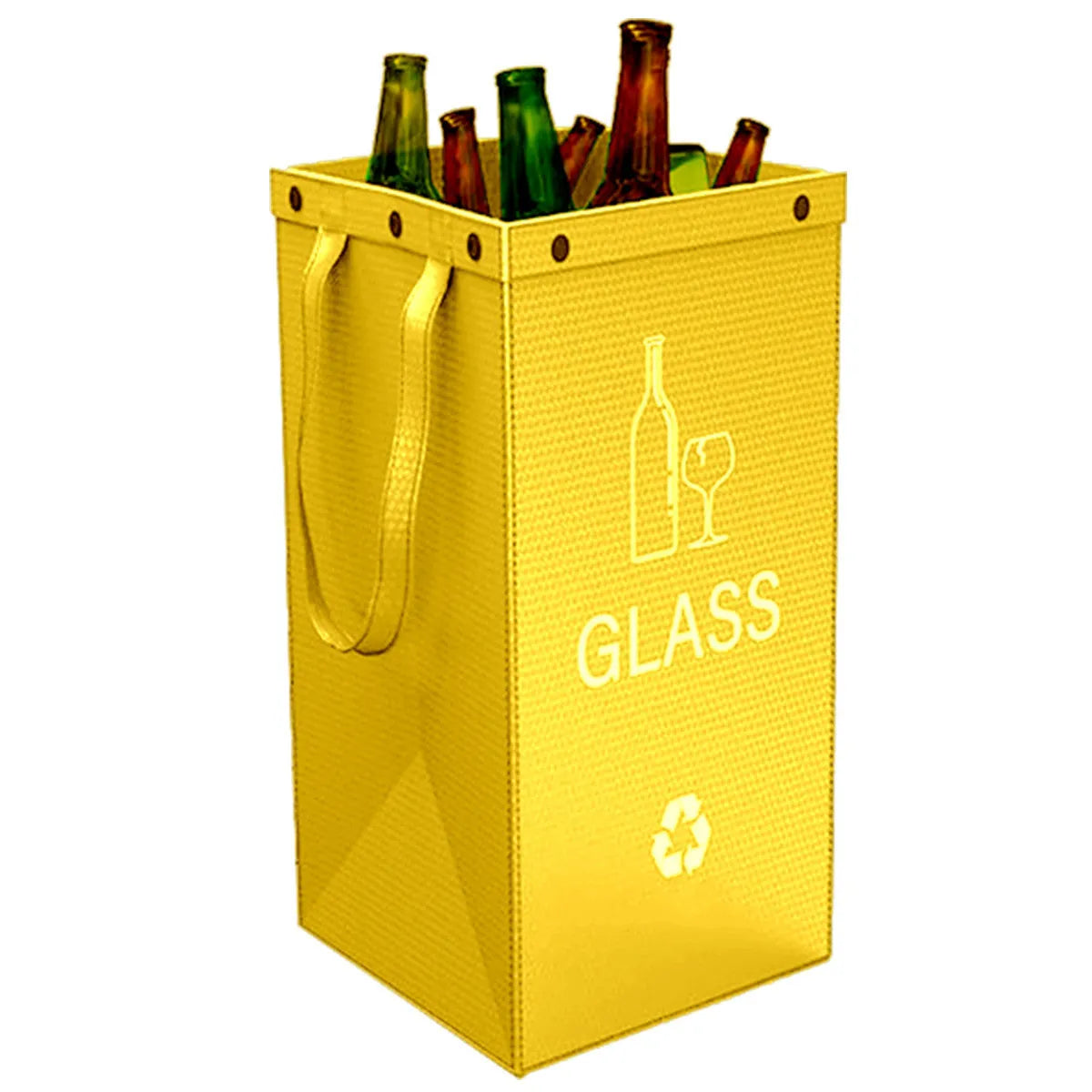 Blue waterproof handbag-style rubbish bin with 40L capacity and clean design