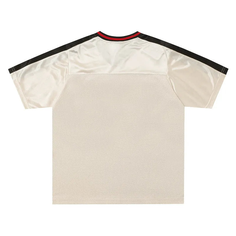 Apricot loose fit V-neck sports pullover top with drop shoulder sleeves and letter pattern detailing