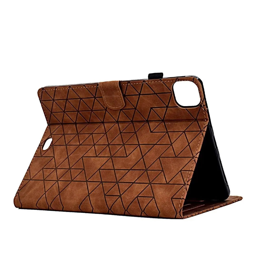 Frosted embossed leather iPad case with card holder and stand function in Diamond Green colour