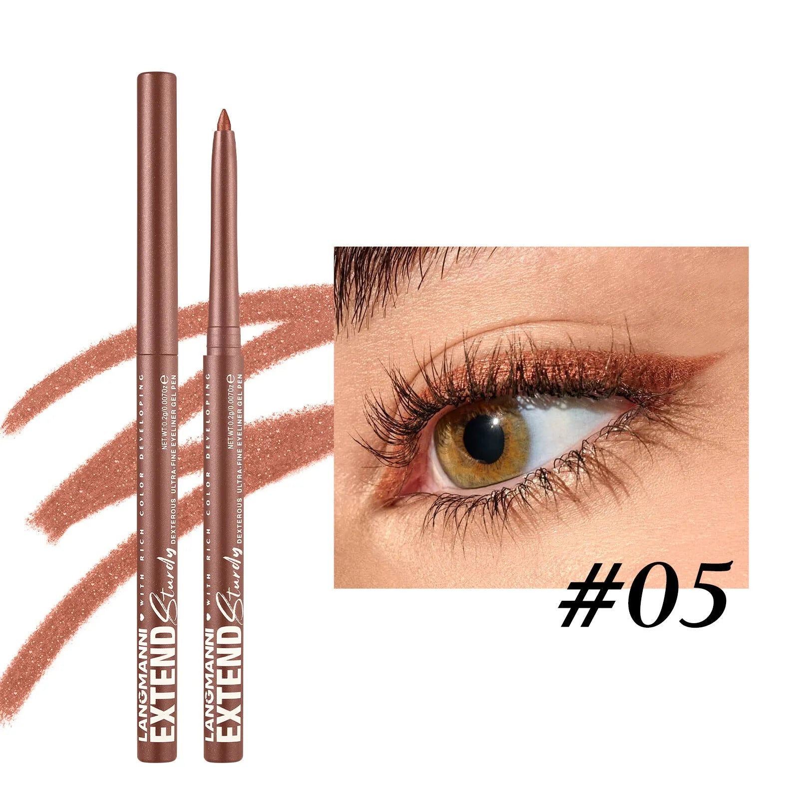 12 colourful gel glitter eyeliner pencils set showing matte metallic and pearl finishes