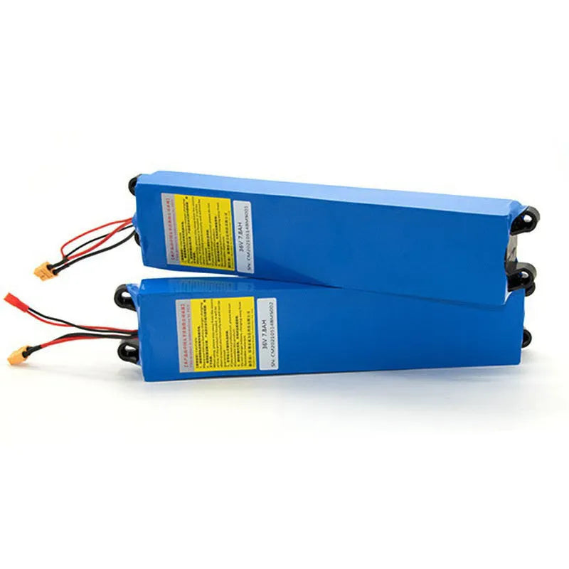 36V lithium-ion battery pack for electric scooter with capacity options labelled 6.6A, 7.8A, and 10.4A