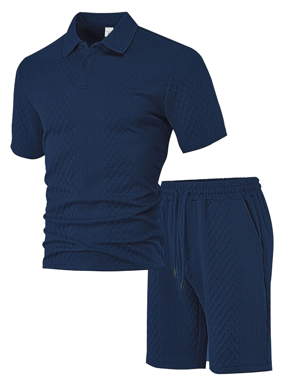 Men's casual short sleeve polyester suit two-piece set in multiple colours