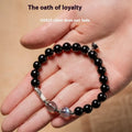 Black obsidian couple bracelet DIY set with 10mm and 8mm beads and adjustable string.