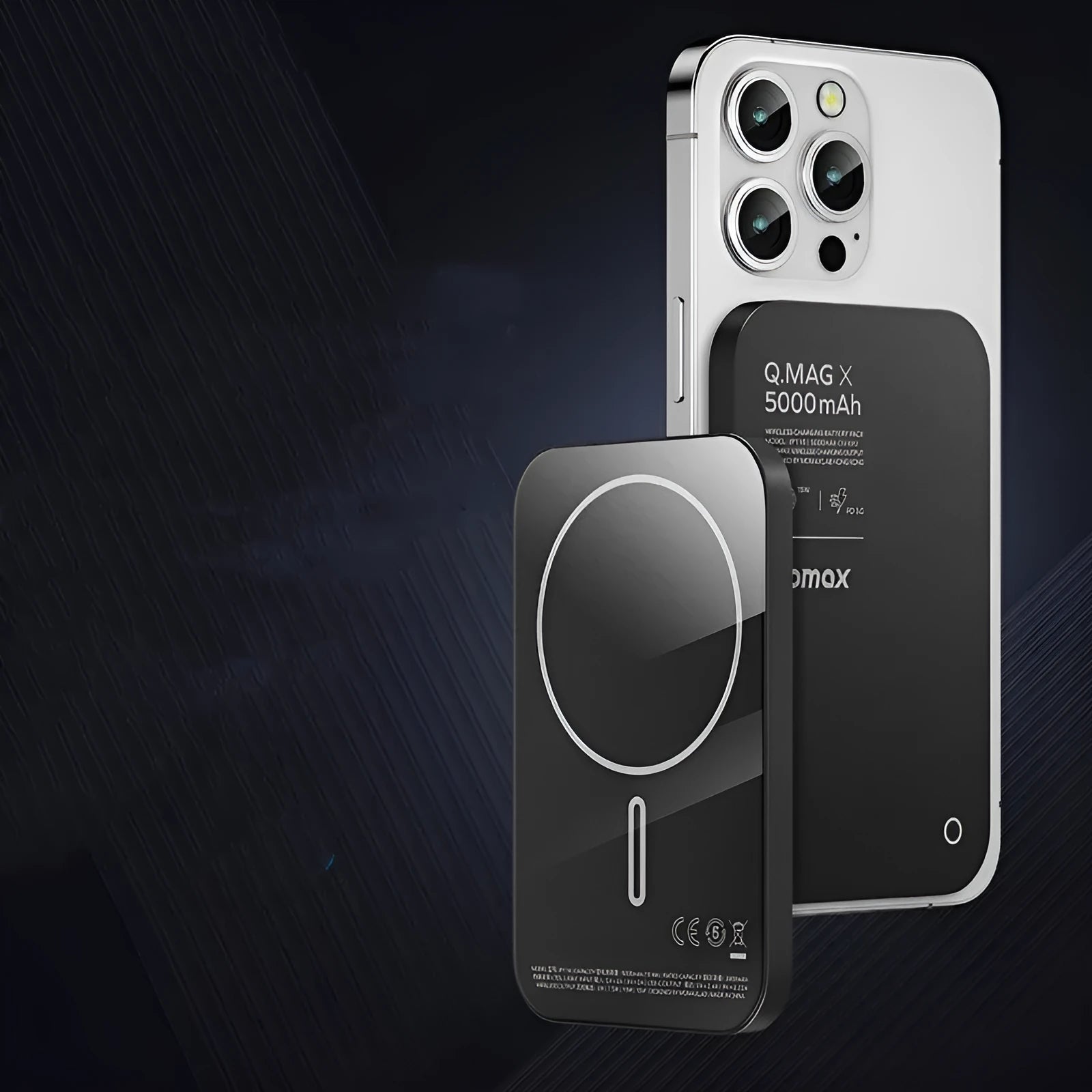 Magnetic wireless alloy power bank in titanium gold or black with creative design