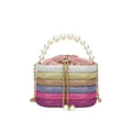 European retro style pearl beaded crossbody bag in soft PU leather with dinner clutch shape