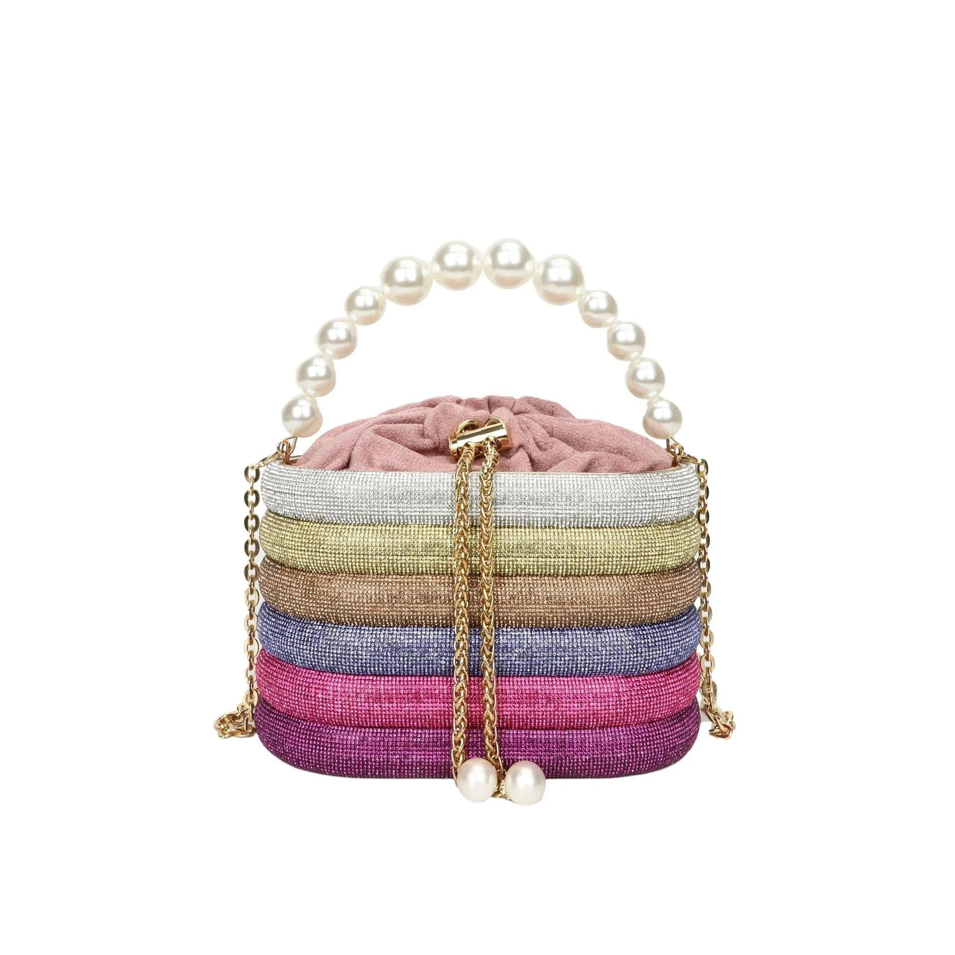 European retro style pearl beaded crossbody bag in soft PU leather with dinner clutch shape