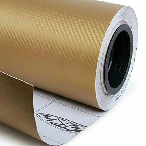 Roll of 3D carbon fiber patterned vinyl sticker for car decoration, showing textured surface