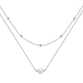 S925 sterling silver double layer necklace with twin pearl accents in gold colour