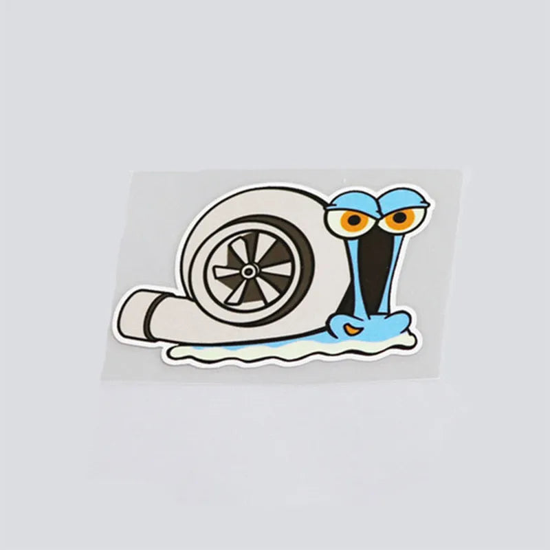 Reflective cartoon snail car bumper sticker measuring 12 by 8 centimetres