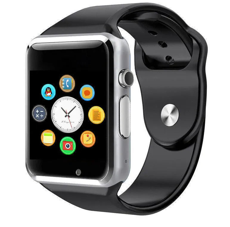 A1 smart watch with GSM SIM card phone function on wrist showing 1.54-inch display