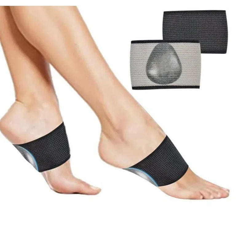 Elastic arch support foot pad in heart style and ordinary style on a neutral background.