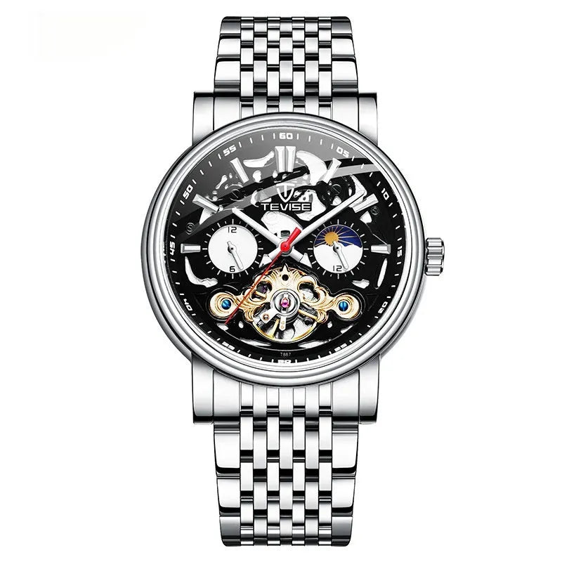 Fashion Tourbillon Waterproof Luminous Mechanical Watch Body for men in 16.5mm thickness with rose black and white options