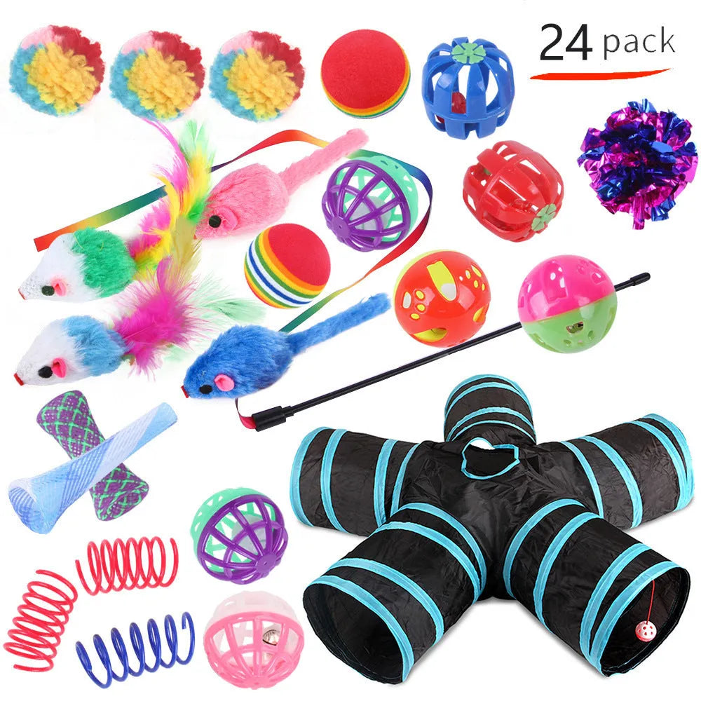 Plastic cat channel tunnel toy in various colours for indoor pet play