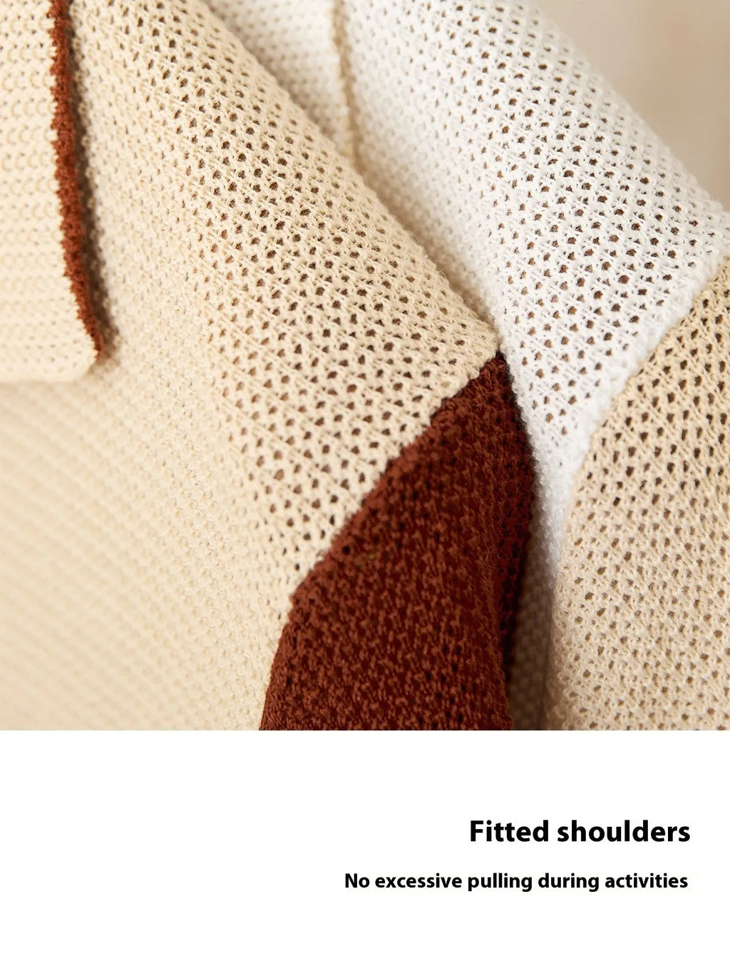 Beige women's short-sleeved cardigan with a lapel collar, made from a thin linen and cotton blend knit fabric.