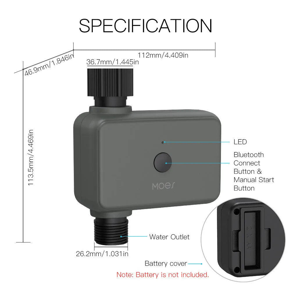Bluetooth smart garden sprinkler timer with smartphone app control for remote watering schedules