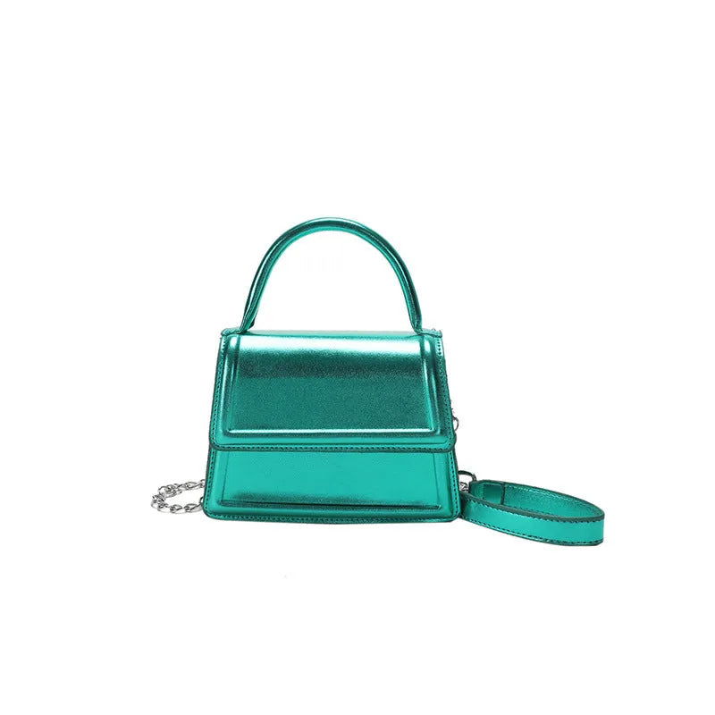 Retro PU leather crossbody bag in horizontal square shape with sewing line detailing