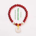 Chinese style handmade bracelet with jade safety buckle and 6mm agate beads