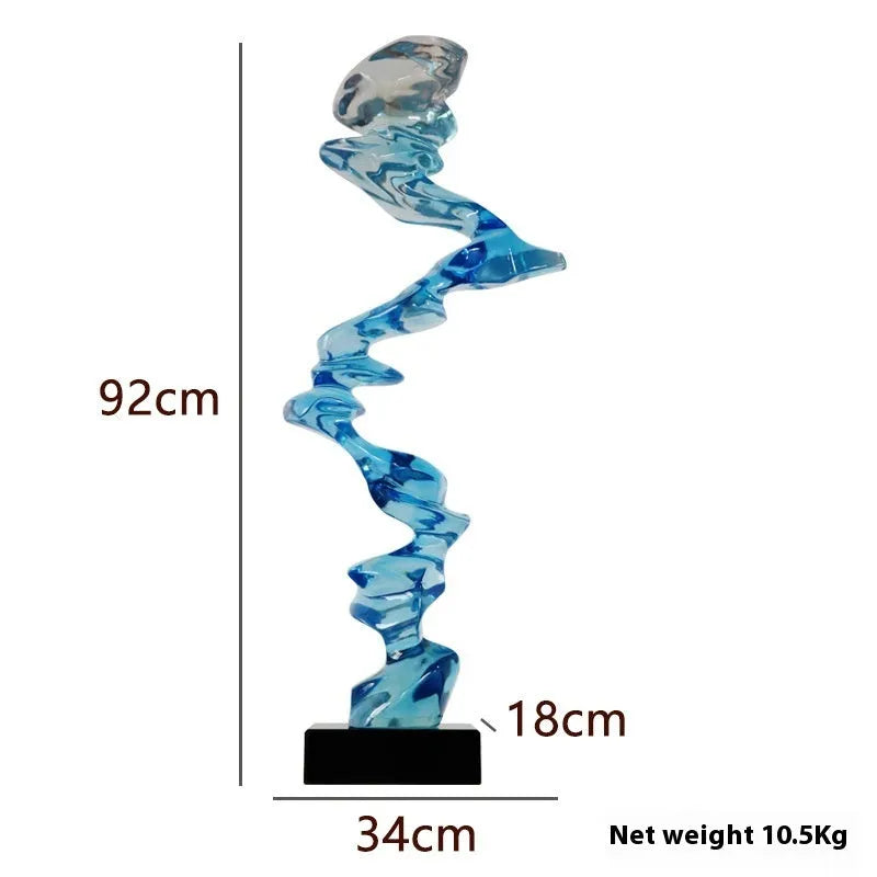 Abstract still life decorative sculpture in natural resin with metallic finish