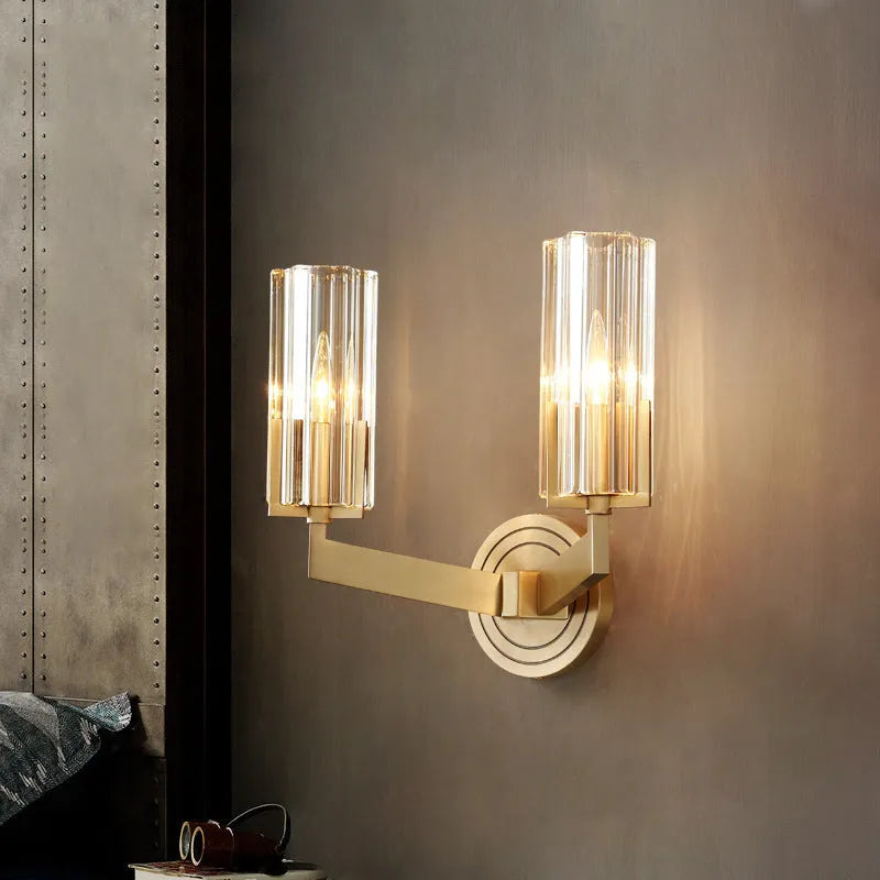 Copper wall lamp with minimalist Nordic design for bedroom bedside lighting