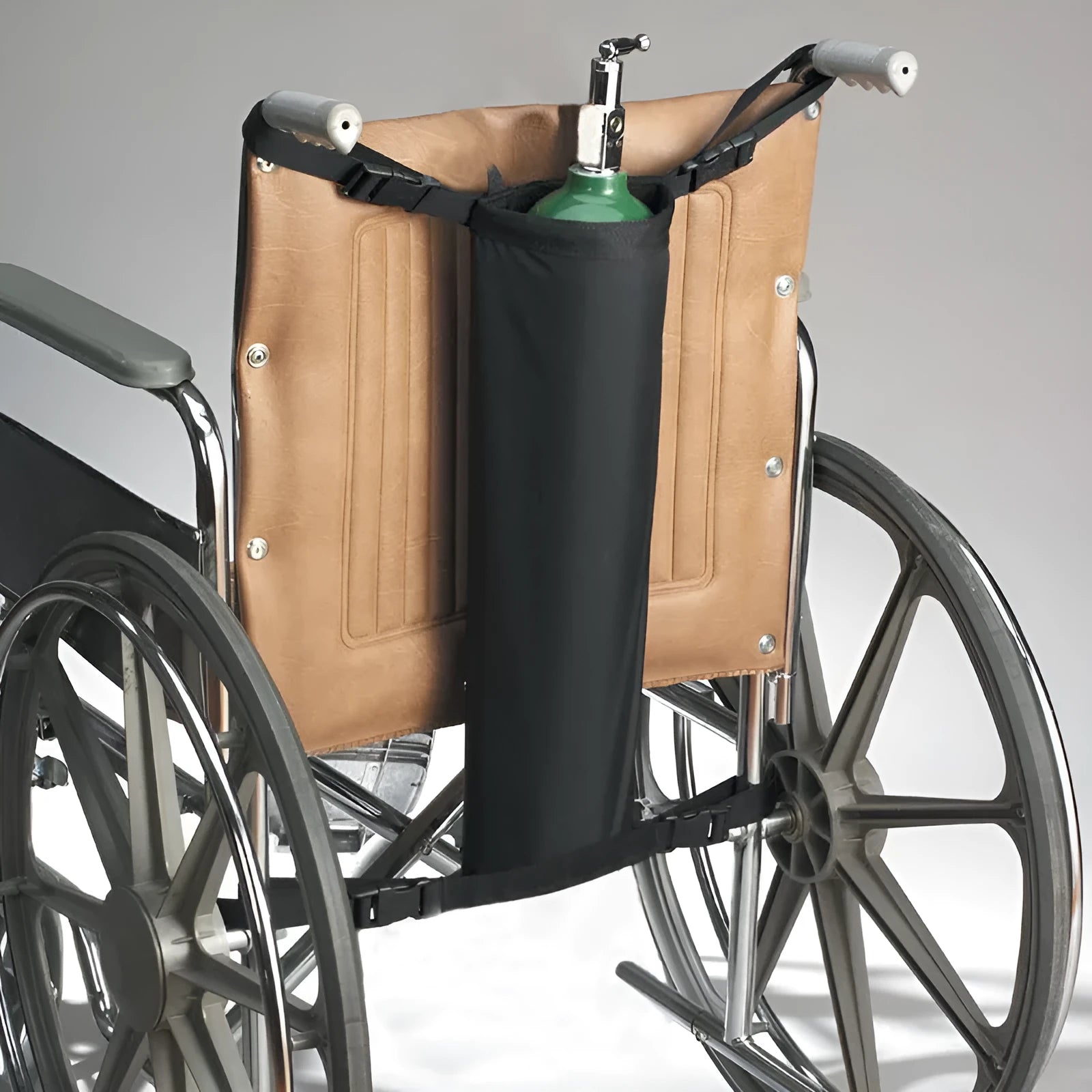 Black wheelchair-mounted oxygen cylinder pannier bag made from 600D Oxford cloth