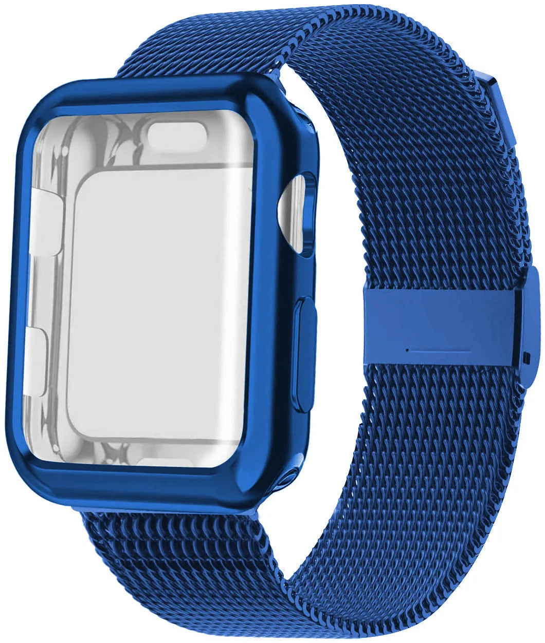 Magnetic metal Milanese loop Apple Watch band with TPU lining shown in multiple colours