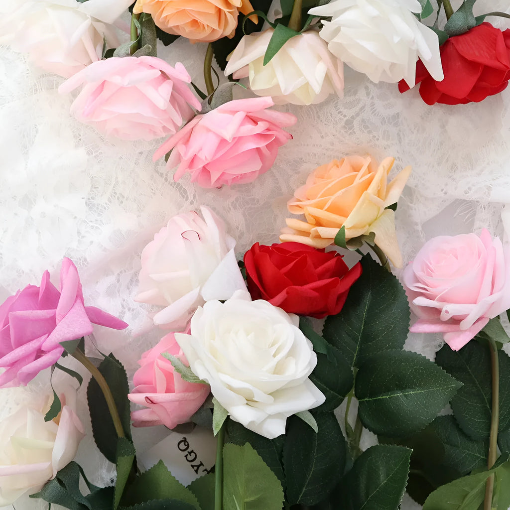 Touch Rose artificial silk flower with fabric petals, approximately 42cm long, in a red colour option.
