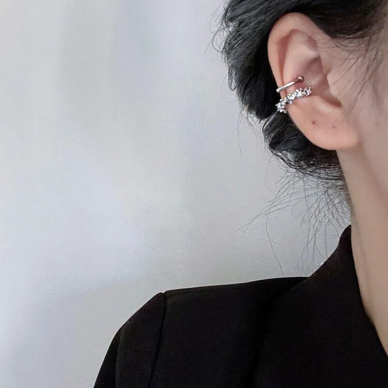 Women's alloy clip-on earrings with geometric irregular frosty design