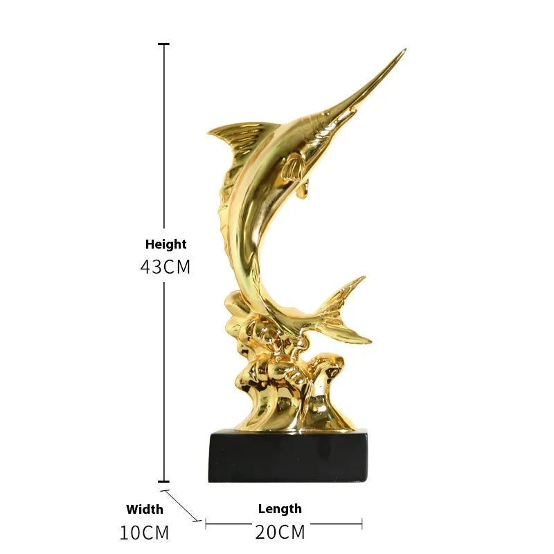European swordfish decorative ornament in resin and plastic with four colour options
