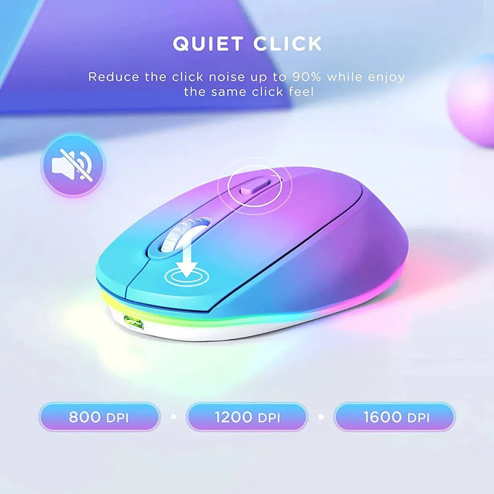 24g ultra-light rechargeable wireless computer mouse shown in one of seven available colours.
