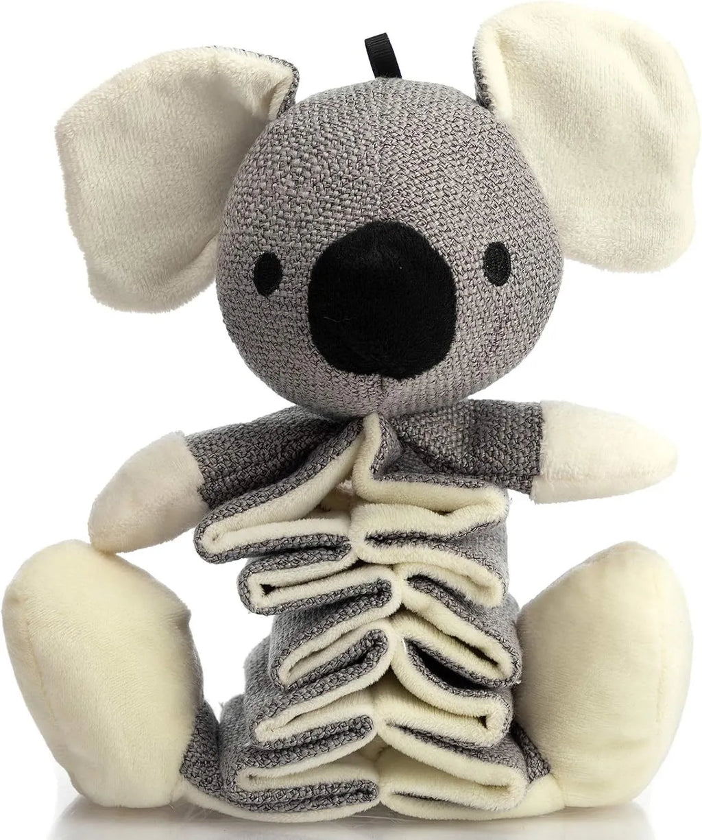 Grey koala plush dog toy measuring 30cm with crinkle paper inside