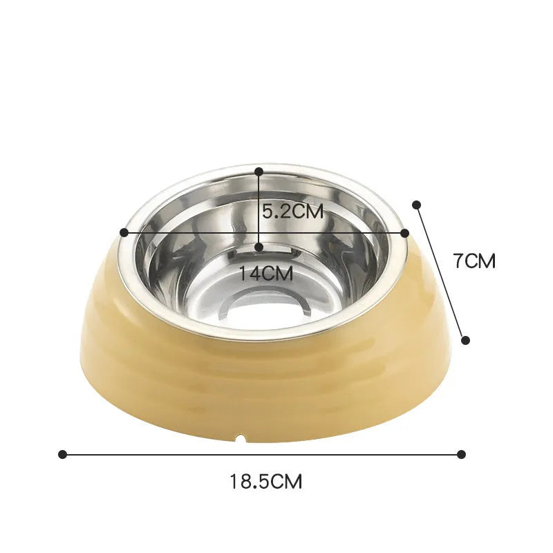 Stainless steel cat bowl with plastic coating in beige colour