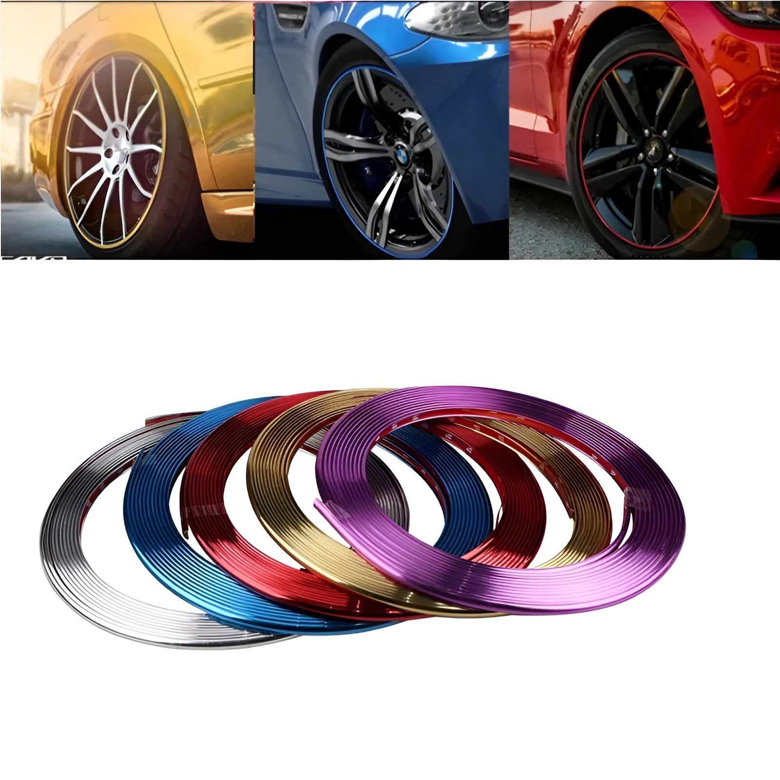 Galvanised purple PVC wheel trim roll for car rim protection and decoration