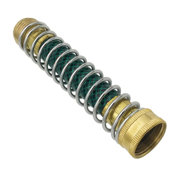 Brass spring hose connector with spiral spring mechanism for garden watering