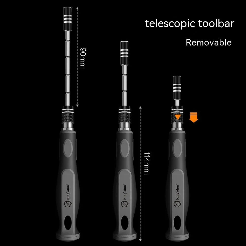 32-in-1 screwdriver set with PH1 head in compact neutral luggage case