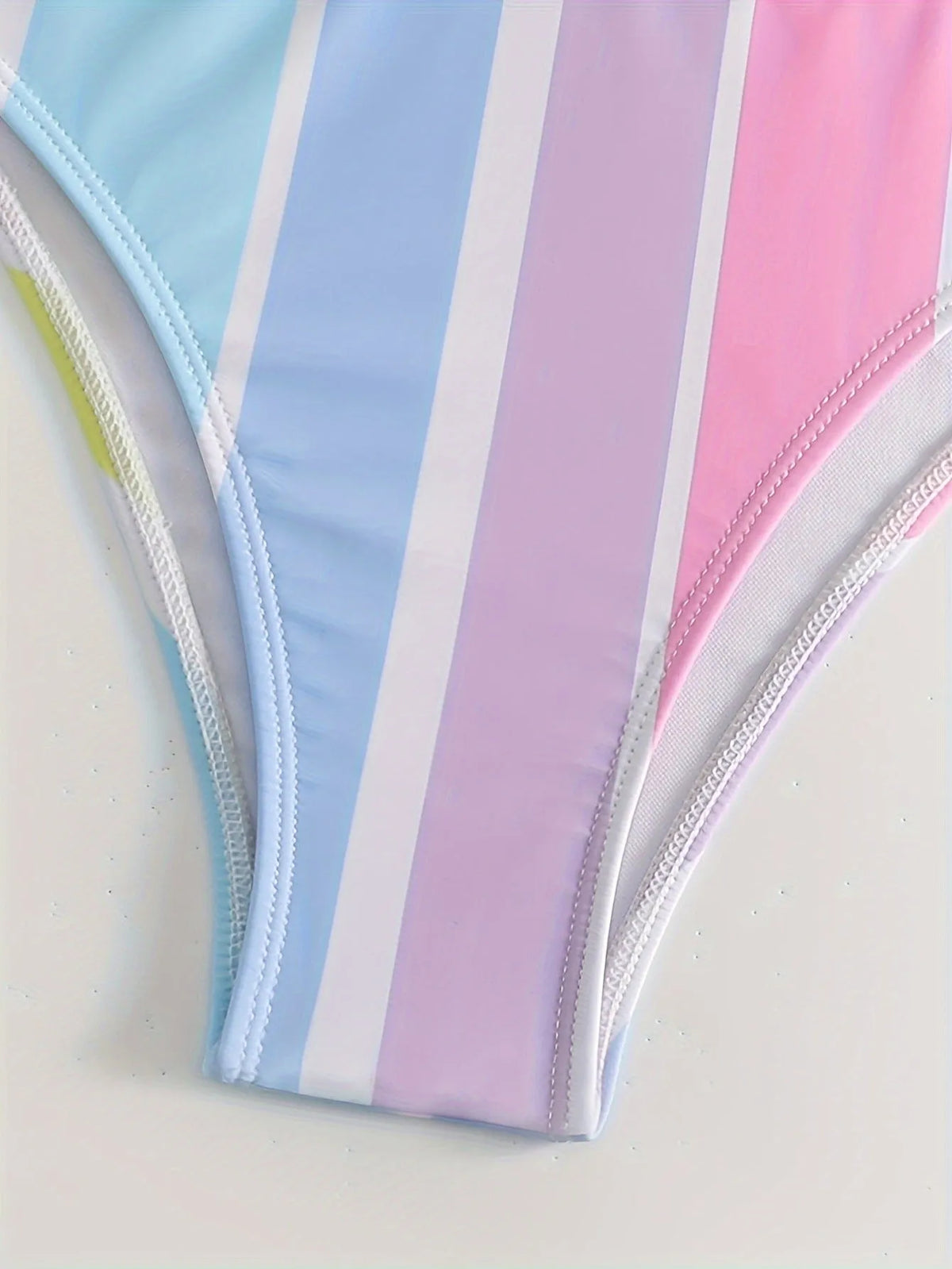 Women's striped two-piece bikini set for swimming and sports casual wear in picture colour.