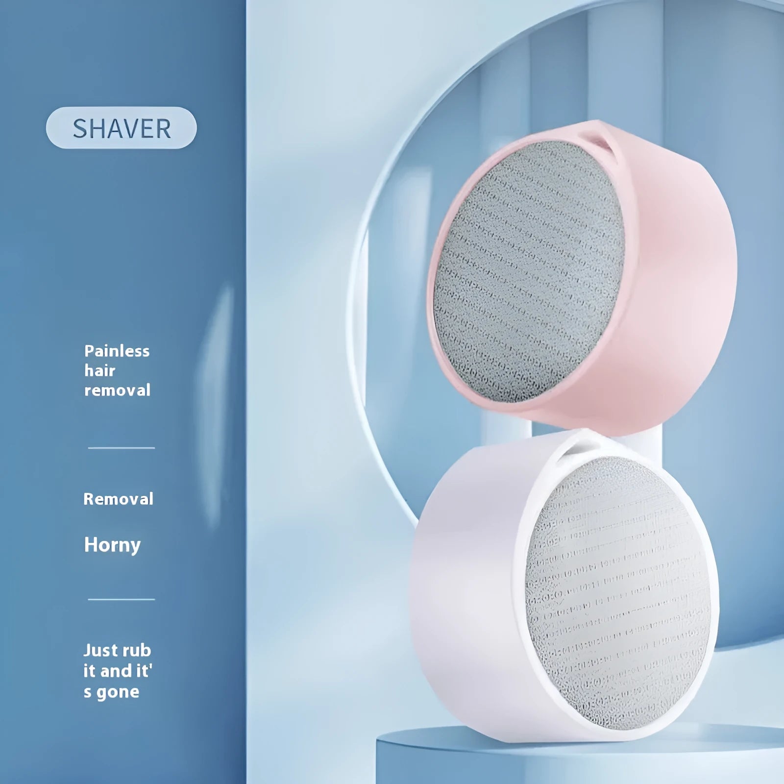 Plastic 2-in-1 nano glass epilator and foot skin remover device on a white background.