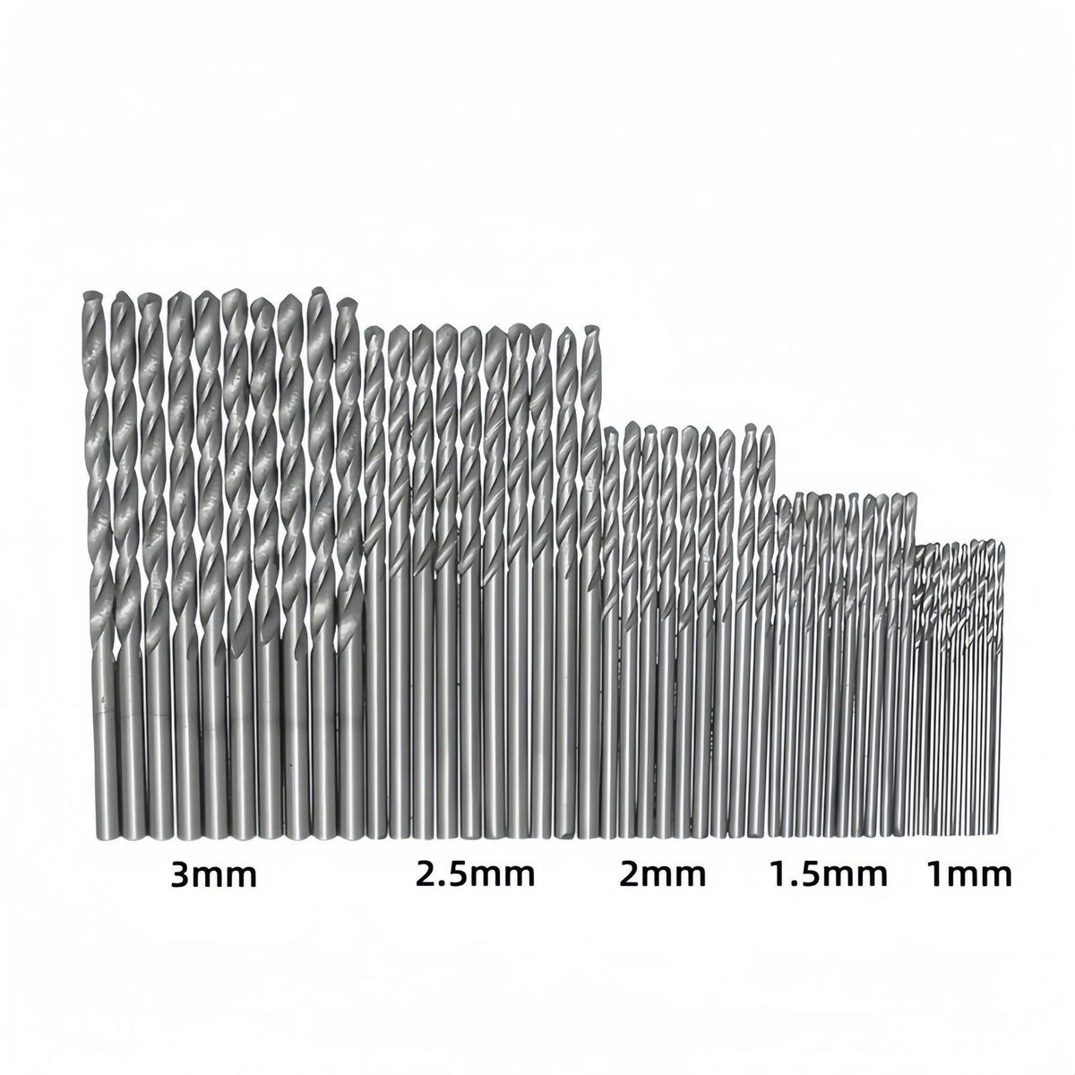 50PC twist drill set with 1-3mm high-speed steel titanium plated bits for woodworking