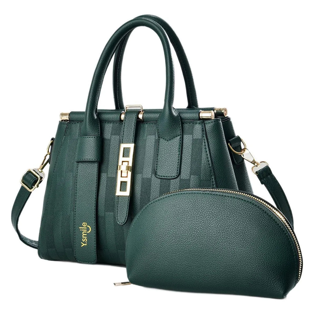 Round black PU leather crossbody handbag with shoulder strap