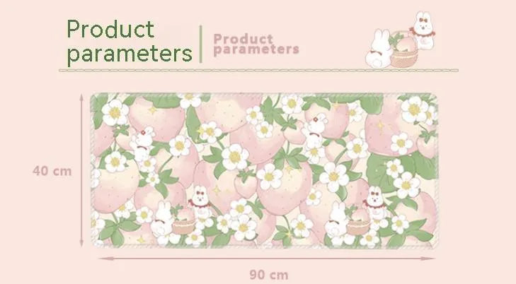 Floral pattern mouse pad on desk with keyboard, showing non-slip rubber base and colourful flower design