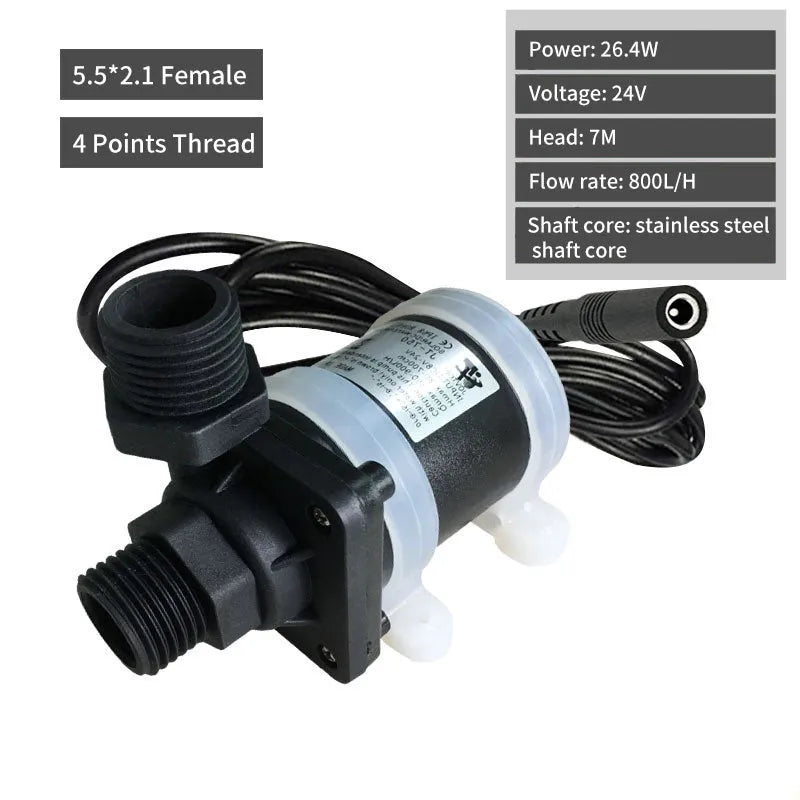 Jiatong JT-750 horizontal DC water pump with threaded connections for solar and underfloor heating.