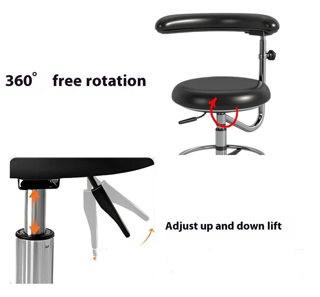 Black leather dental chair for hospital clinical seating